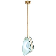 Achille Salvagni, "Lens" Glass and Bronze Pendant Light Fixture, Italy, 2013