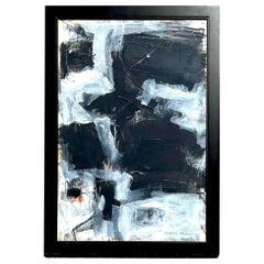 Vintage Signed Abstract Acrylic and Pastel on Canvas
