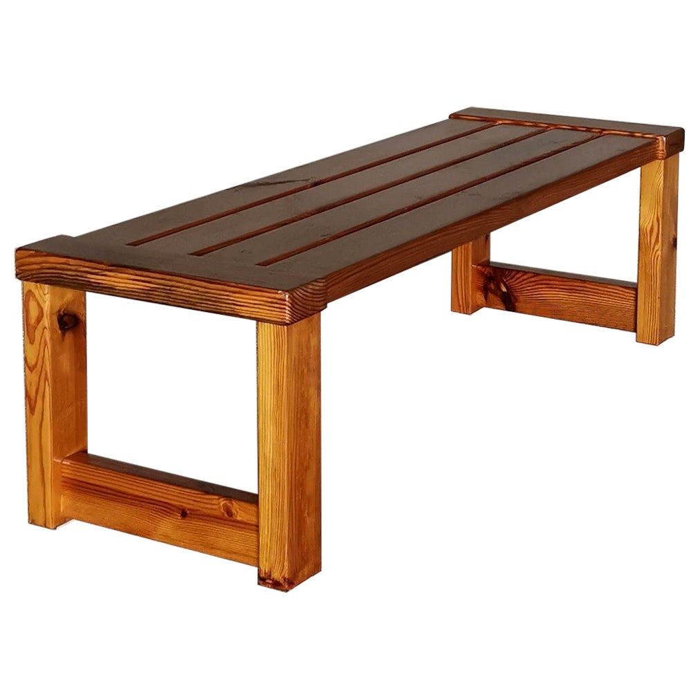 Mesa de centro / banco sueco de pino macizo de Oregón. Manera de Sven Larsson Años 60