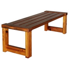 Mesa de centro / banco sueco de pino macizo de Oregón. Manera de Sven Larsson Años 60
