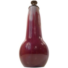 1930s Danish Ceramic Gourd Table Lamp Oxblood n' Grey Drip Glaze Daniel Andersen