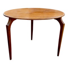 Three-Legged Oval Scandinavian Style Walnut Serving or Writing Table