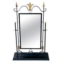 French Modern Neoclassical Style Gilt Wrought Iron Table Mirror