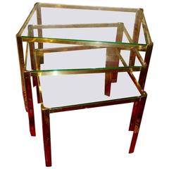 Set of Three Bronze Nesting Tables by Jacques Quinet for Maison Malabert