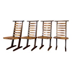 Set of 4 Conoid-Style Teak Dining Chairs in the Manner of Nakashima, Late 1960s