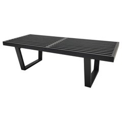 MCM George Nelson Style Ebonized Slatted Platform Bench Coffee Table
