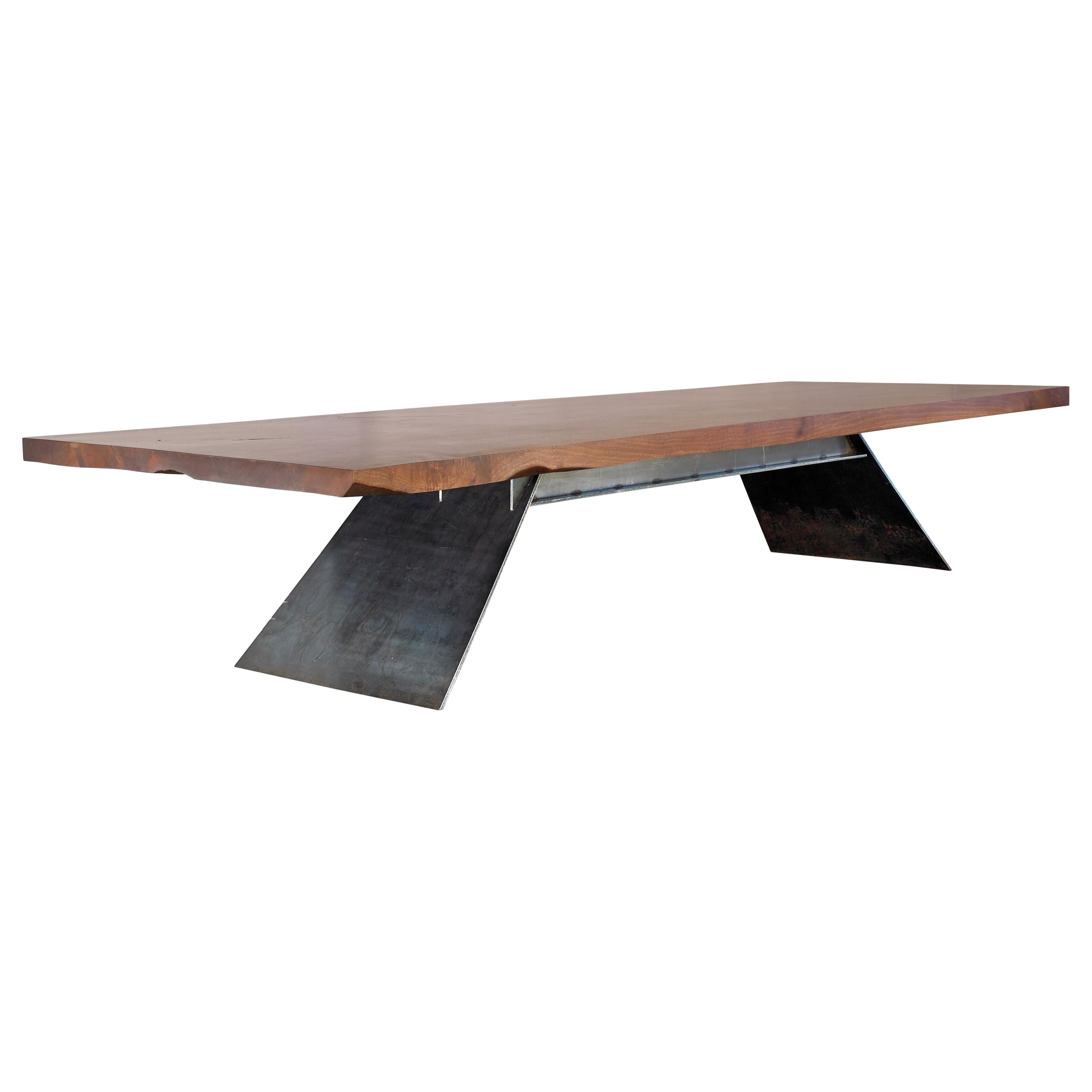 CB Metal and Claro Walnut Rectangle Table by Autonomous Furniture For Sale