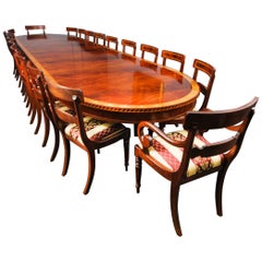 Antigua Mesa de Comedor Extensible Ovalada de 19 pies c.1880 y 20 Sillas de Comedor