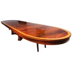 Antique 19ft Flame Mahogany Oval Extending Dining Table 19th Century