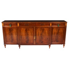 Vintage 7ft Large Flame Mahogany Sideboard by William Tillman Late 20th Century