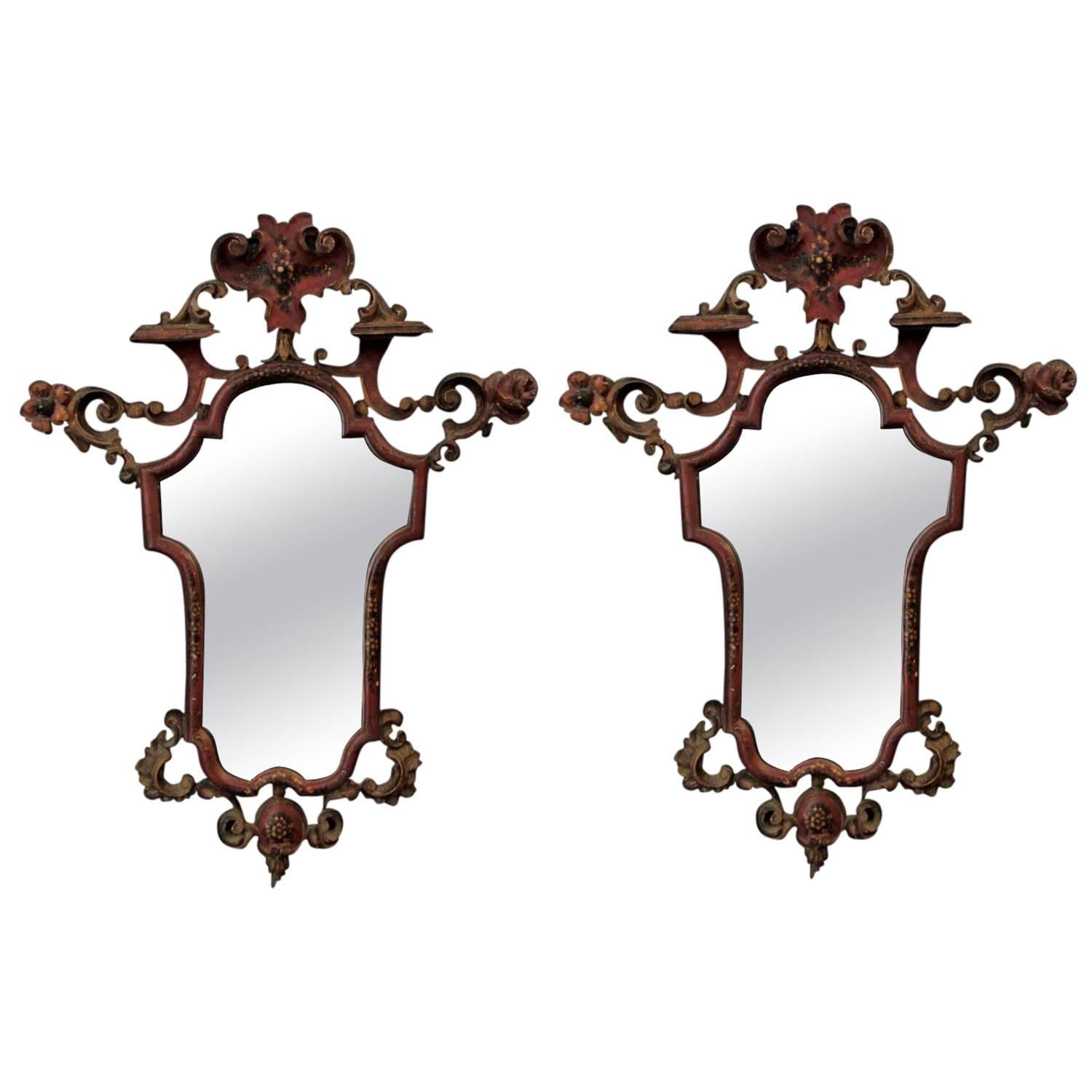 Pair of Carved Beechwood Mirrors For Sale