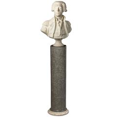 Antique Marble Bust of General La Fayette in Stucco Columna, circa 1835