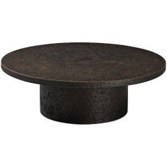 Brutalist Round Cocktail or Coffee Table in Black Stone Look Resin