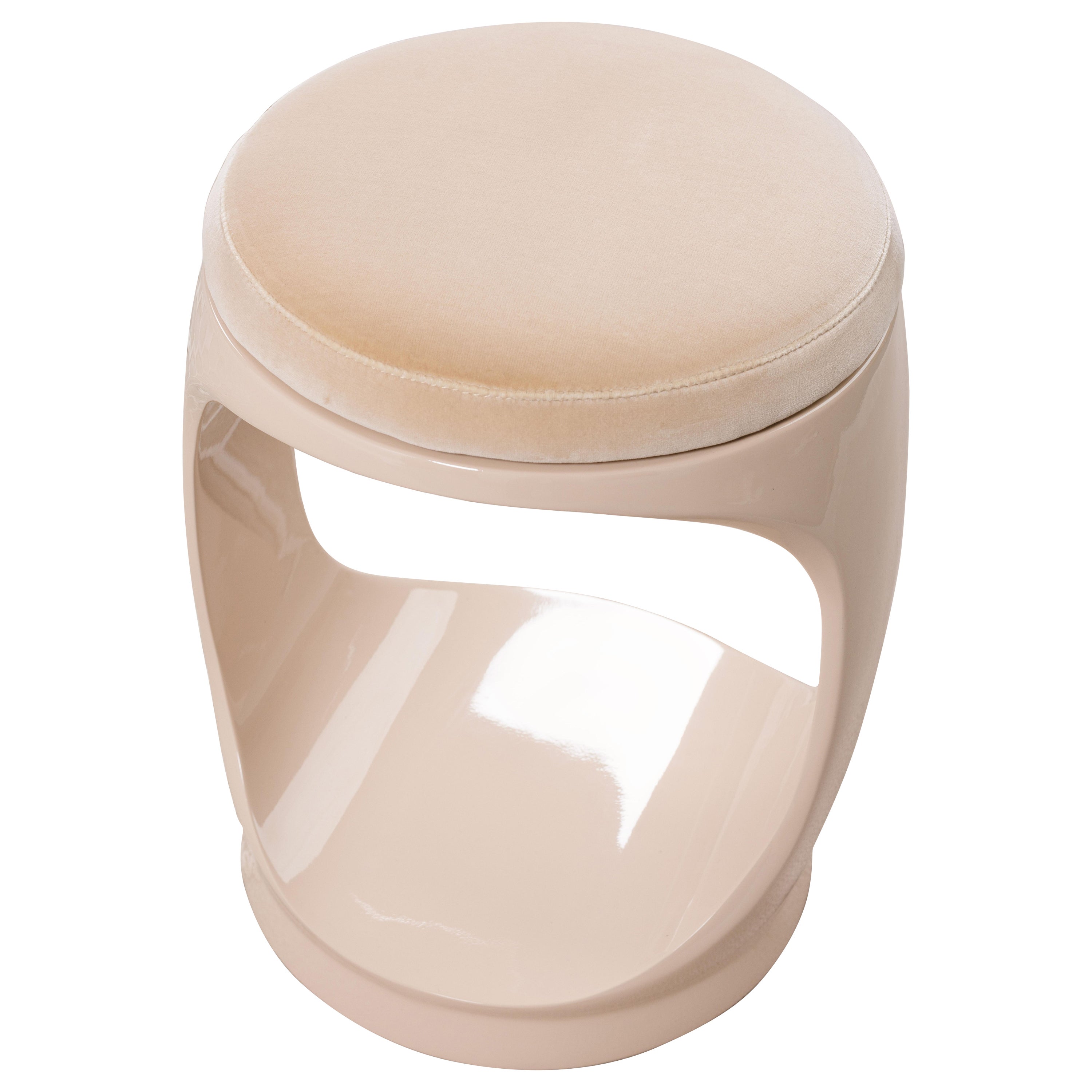 Contemporary Stool by Cyril Rumpler Signet Ring, Pouf Seats Beige
