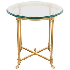 Tavolino Labarge Hollywood Regency in ottone e vetro con piedi scanalati, anni '60