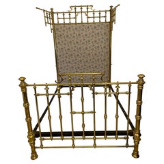Magnificent Exhibition Quality Antique Gilded Solid Brass Half Tester Double Bed