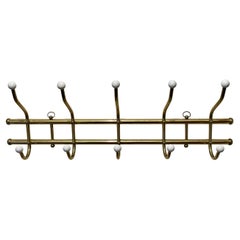 Brass And Porcelain Coat Rack