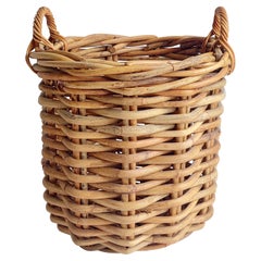 Vintage Rustic Large Country House Wicker Log Basket Woven French