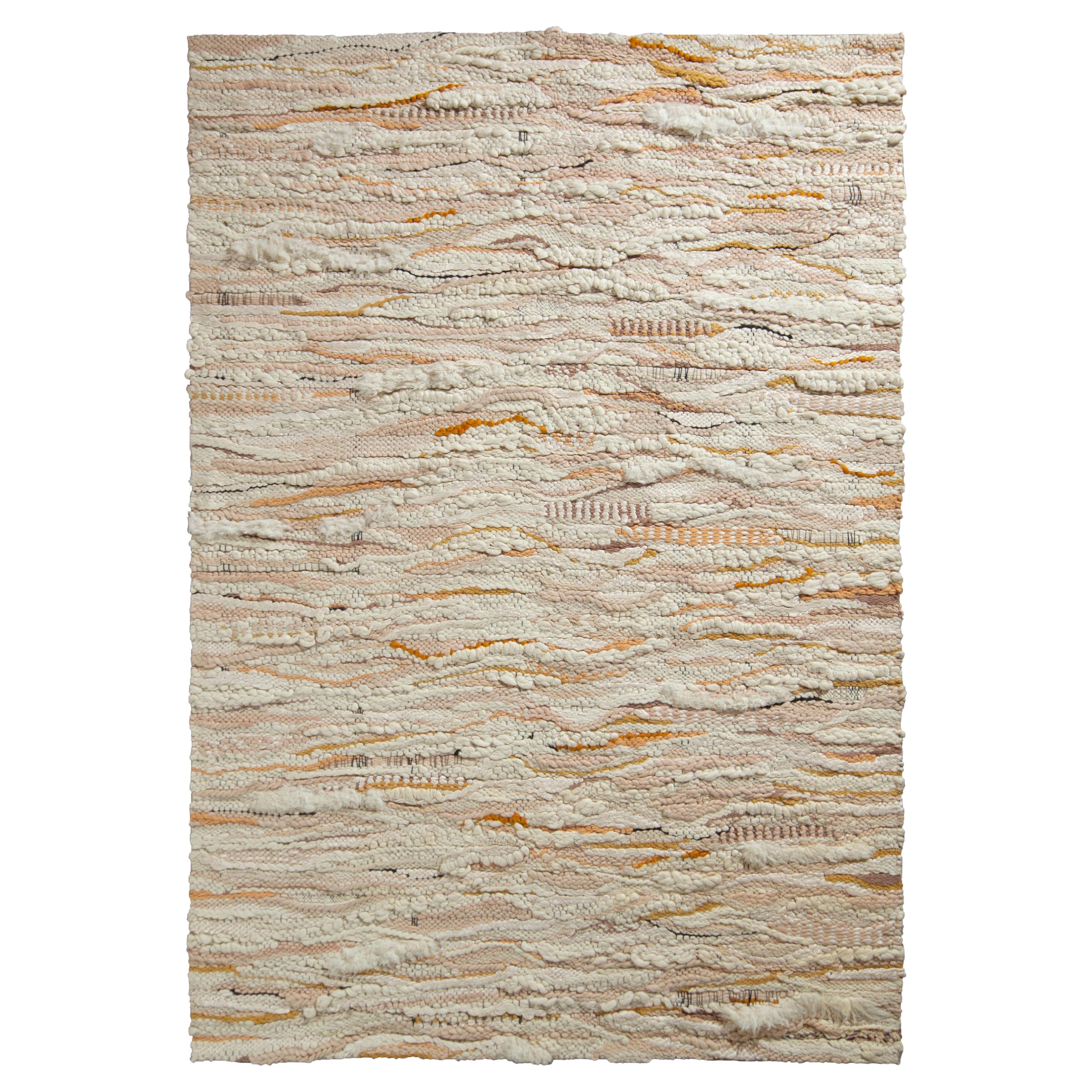Rug & Kilim’s Modern Flat Weave, High-Low Kilim in White and Pink