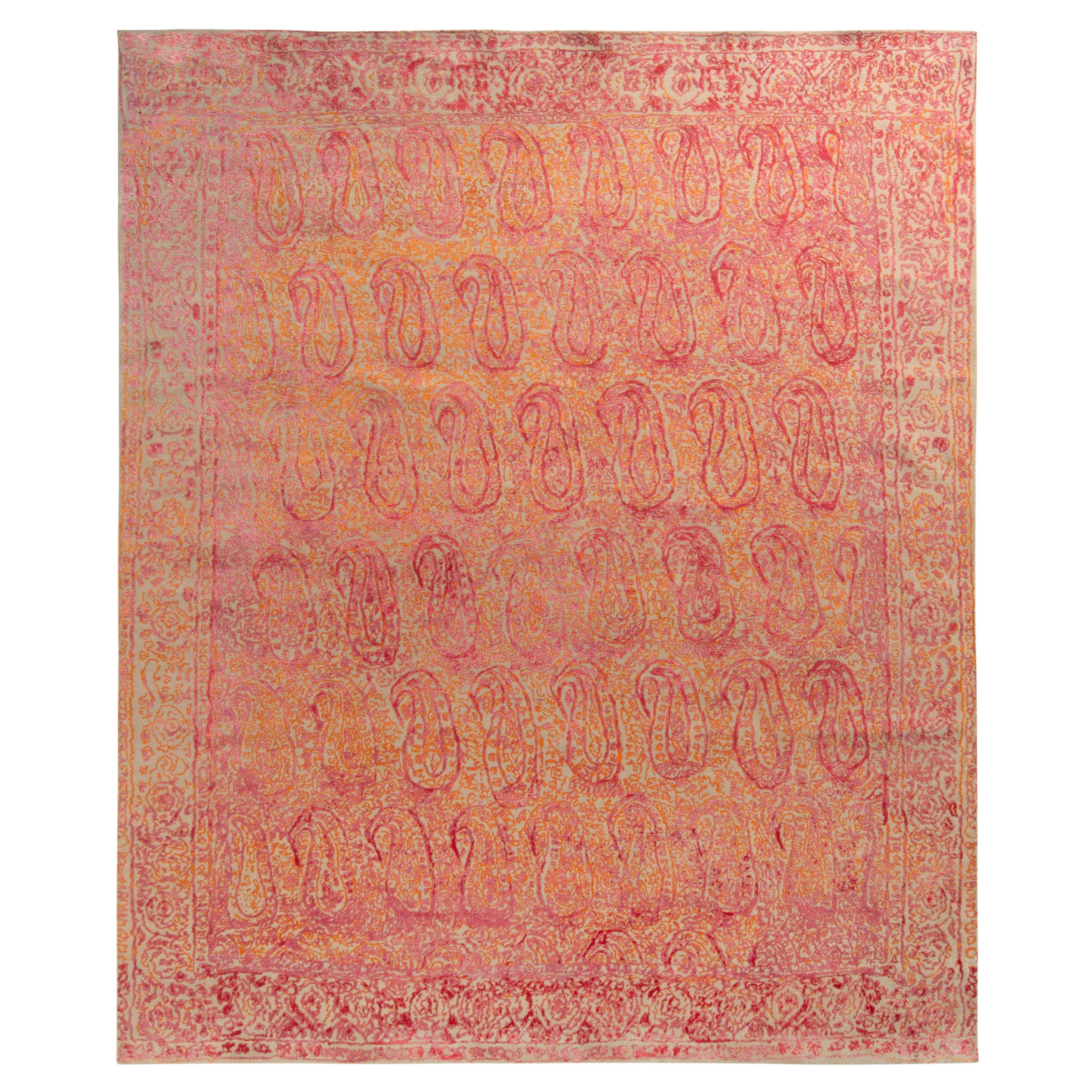Rug and Kilim’s Paisley Style Transitional Rug in Red, Orange, Pink ...