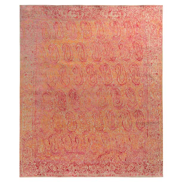 Rug and Kilim’s Paisley Style Transitional Rug in Red, Orange, Pink ...
