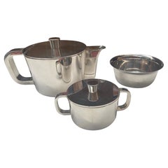 Mid-Century Gio Ponti Silver Plated Set, tea Pot, sugar and bowl, for A. Krupp