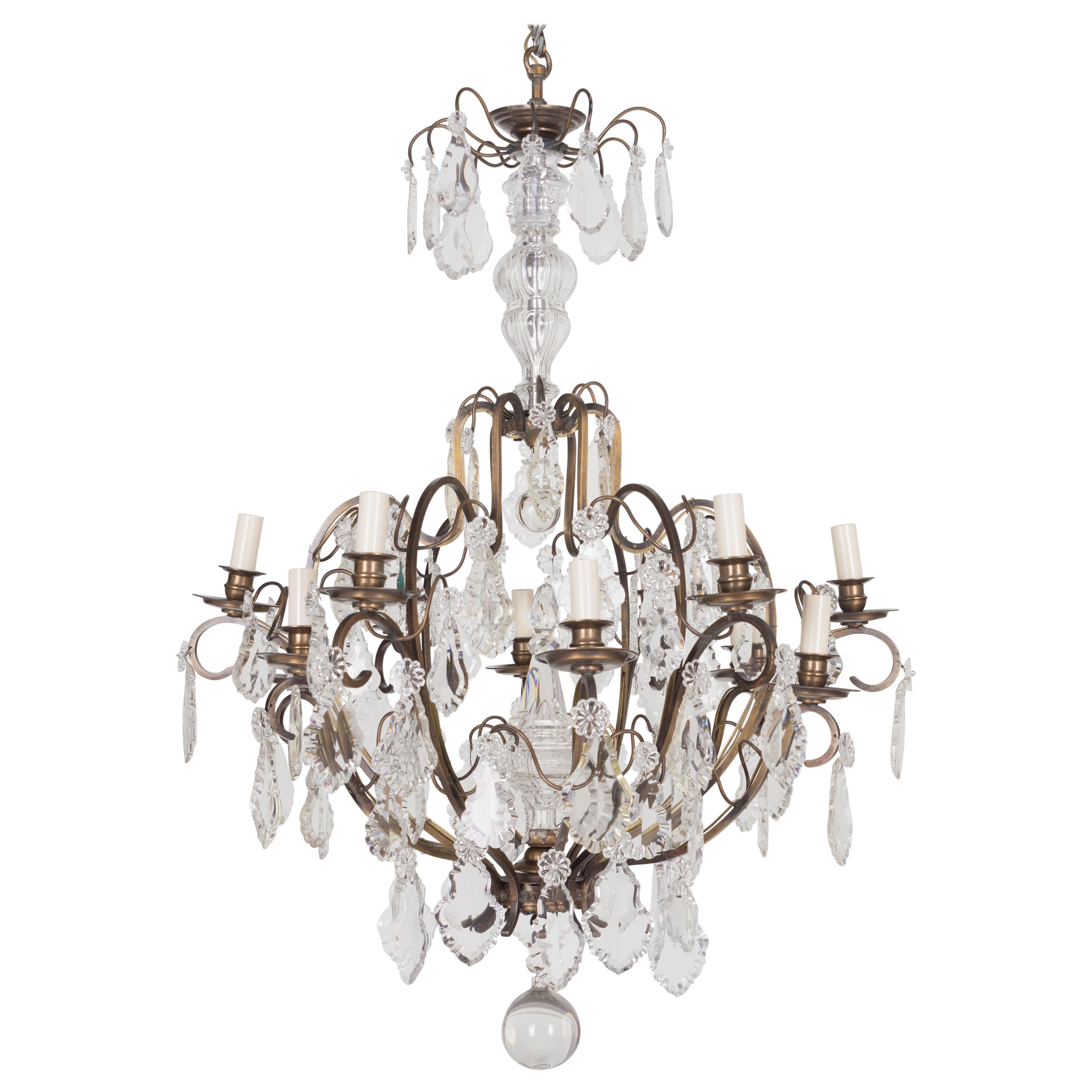 French Louis XV Style 12 Light Crystal Chandelier