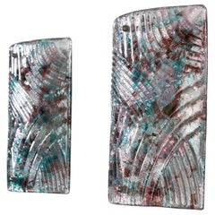 Translucent Murano Glass Wall Lamps with Teal and Purple Spots