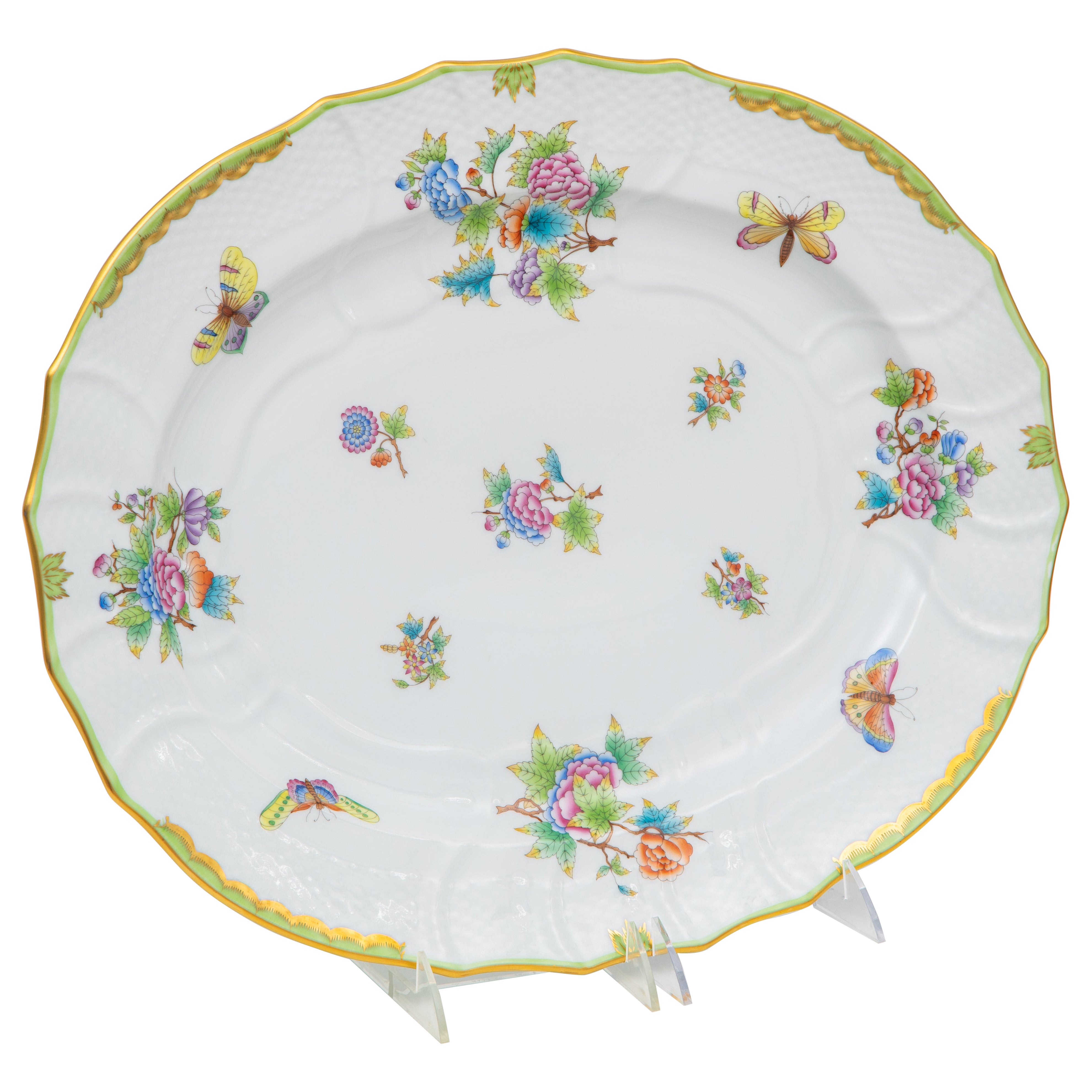 Herend Reina Victoria Patrón Plato Grande Vintage Vibrante Pintura a Mano