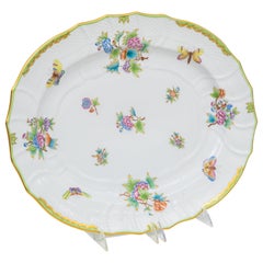 Herend Queen Victoria Pattern Large Platter Vintage Vibrant Hand Painting