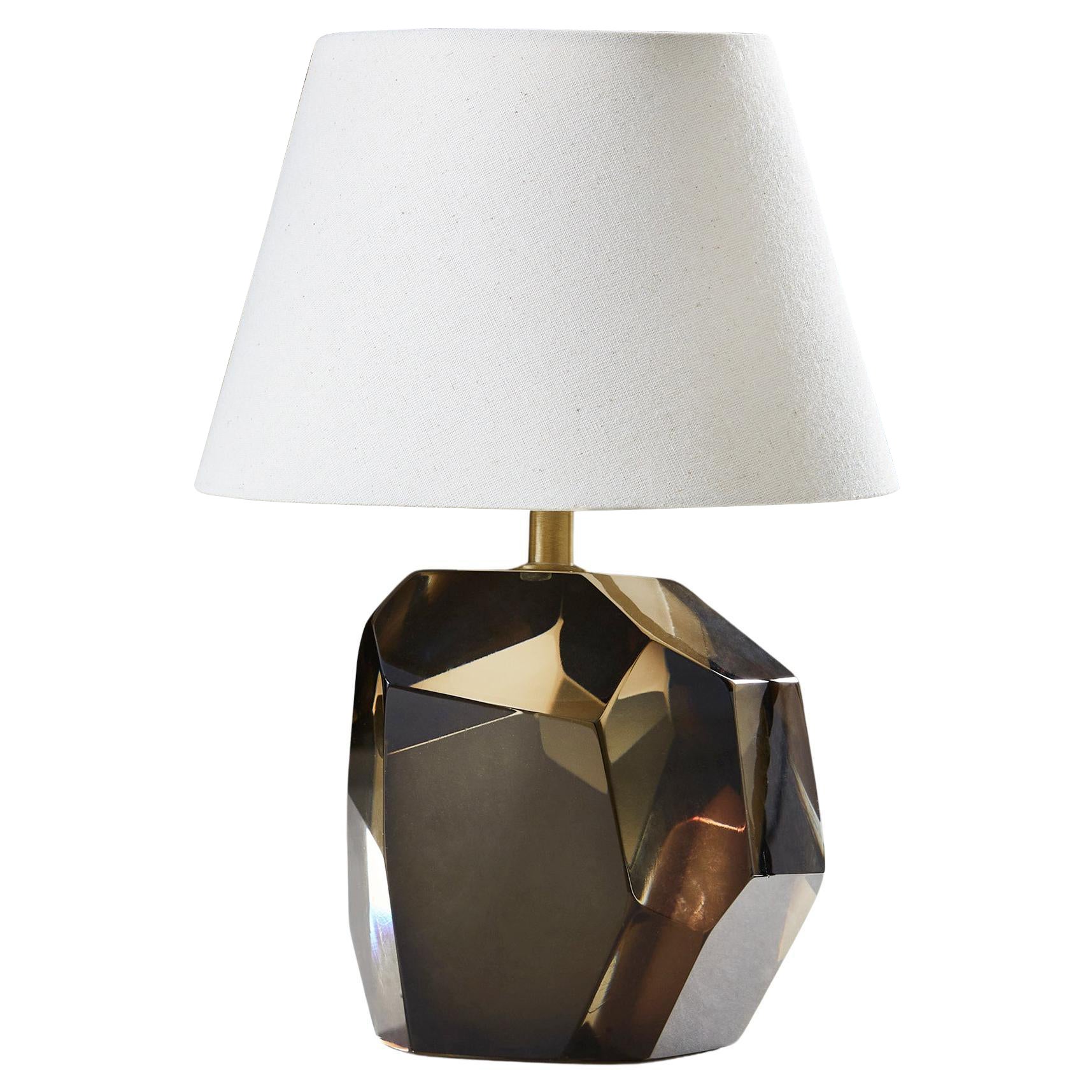 Italian Murano Single Bronze Rock Jewel Table Lamp