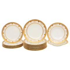 Suite of Minton China Custom For Tiffany, Antique Circa 1900. Raised Gold Swags