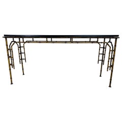 Mid-century Vintage wrought iron faux bamboo console/sofa table