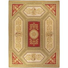 Rug & Kilim's Aubusson-Flachgewebe-Teppich, rot und grün mit Blumenmustern.0