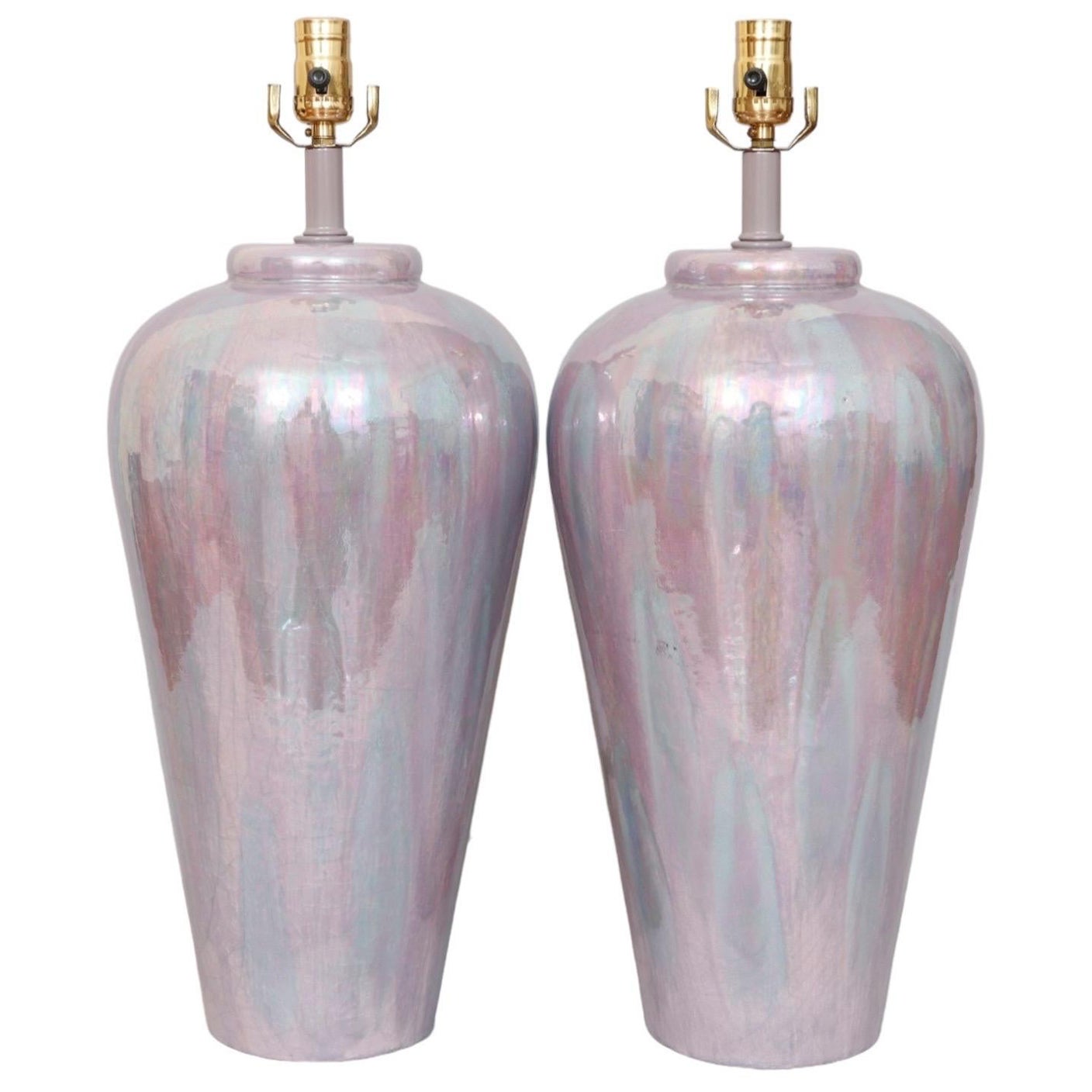 Lampade da tavolo in ceramica iridescente - una coppia
