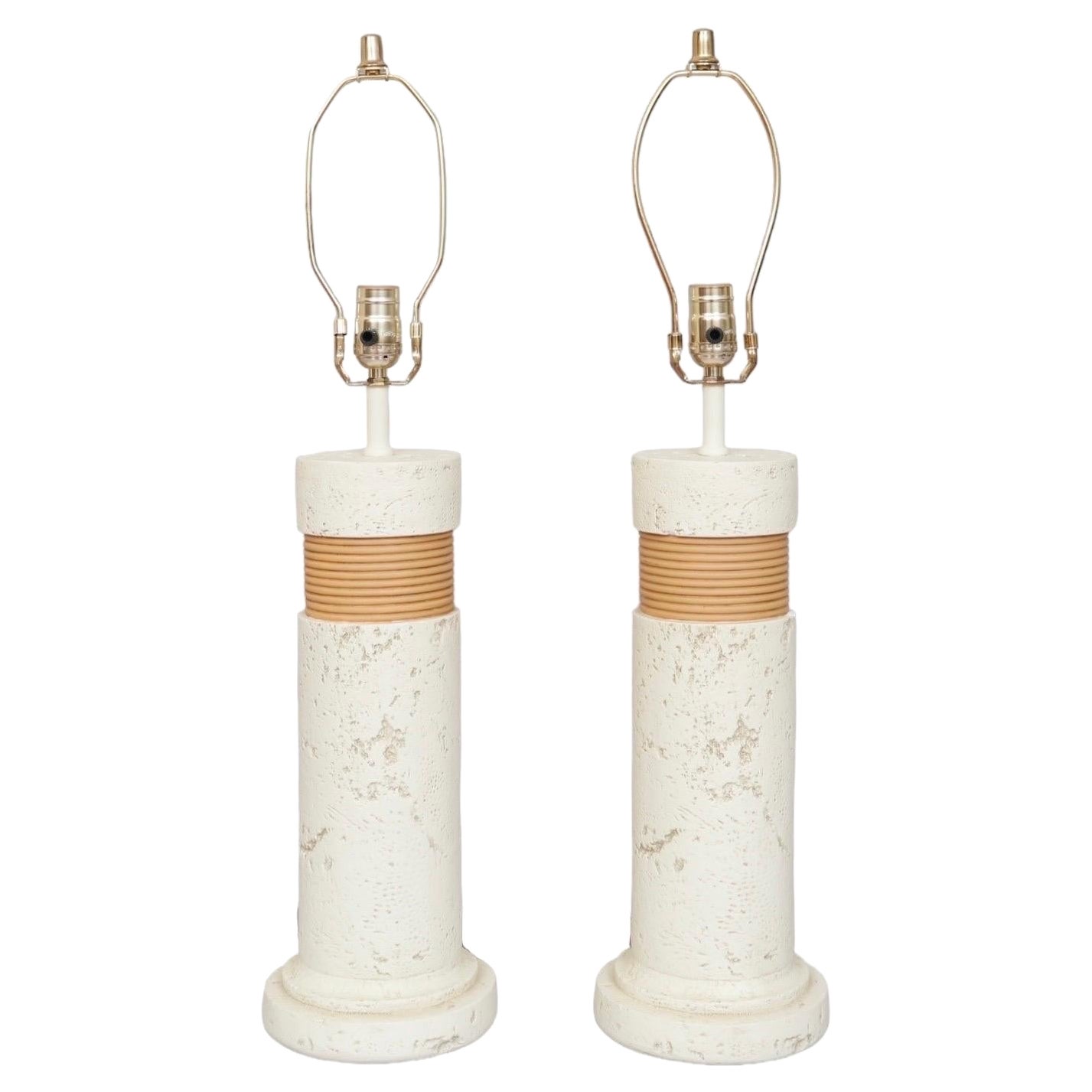 Faux Coral Stone Table Lamps - a Pair