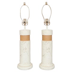 Faux Coral Stone Table Lamps - a Pair