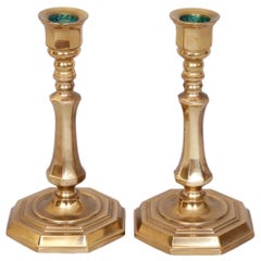 Portuguese Brass Candlestick Holders - a Pair