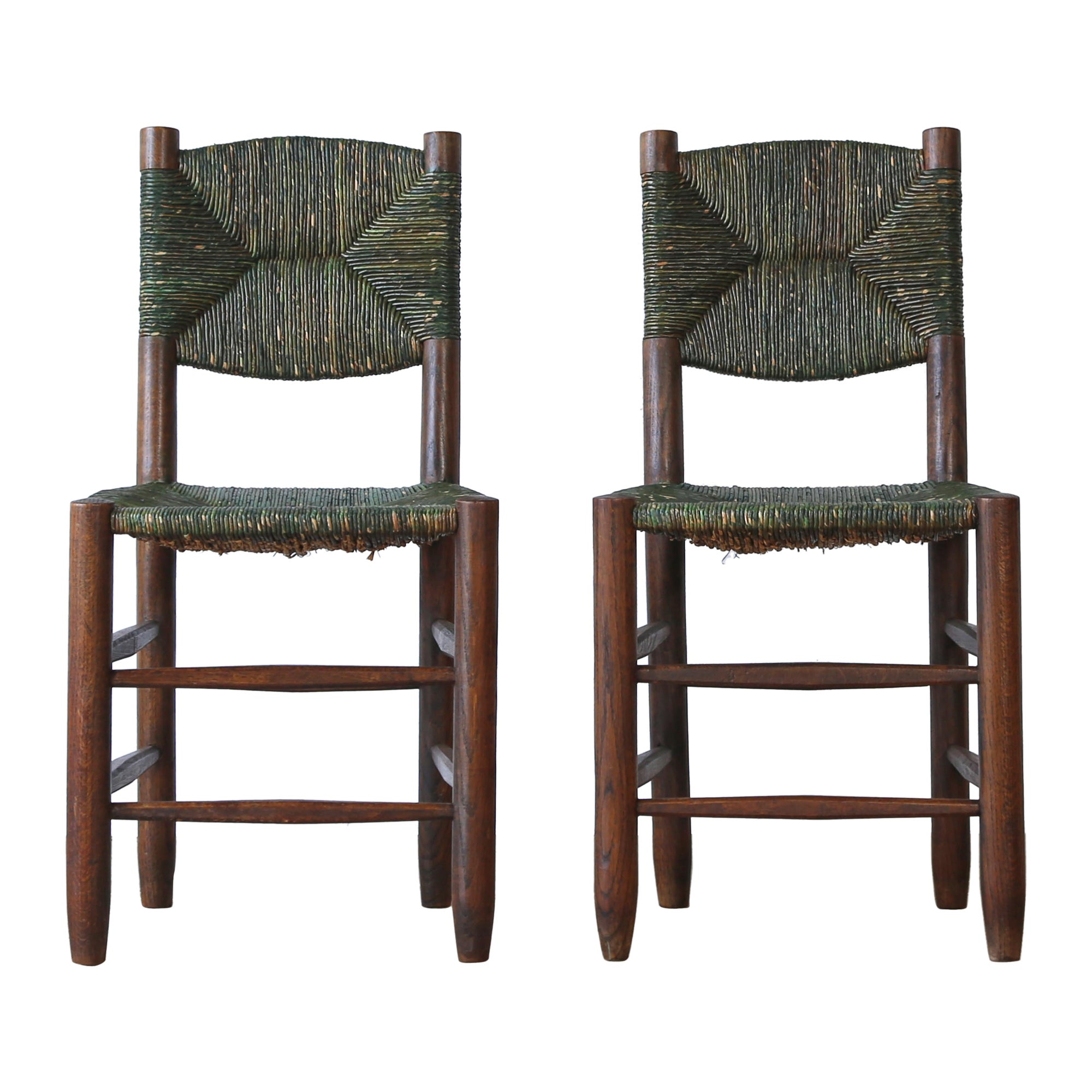 Superb Pair of Early Charlotte Perriand Model 19 Bauche Chairs, France, 1950s