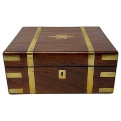 Antique English Oxford "Spiers & Son" Brass Mounted Walnut Writing Box, Ca 1910