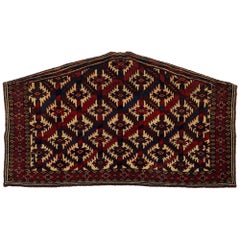 1900s Antique Afghan Yamoud Burgundy Wool Rug Handmade With Allover Pattern