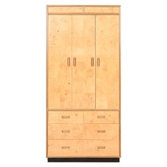 Milo Baughman Style Burl Wood Armoire Dresser or Cabinet by Henredon
