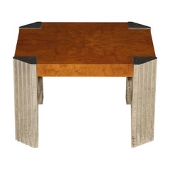 Milo Baughman for Pace Collection Burled Wood End Table, c 1970s, Refinished