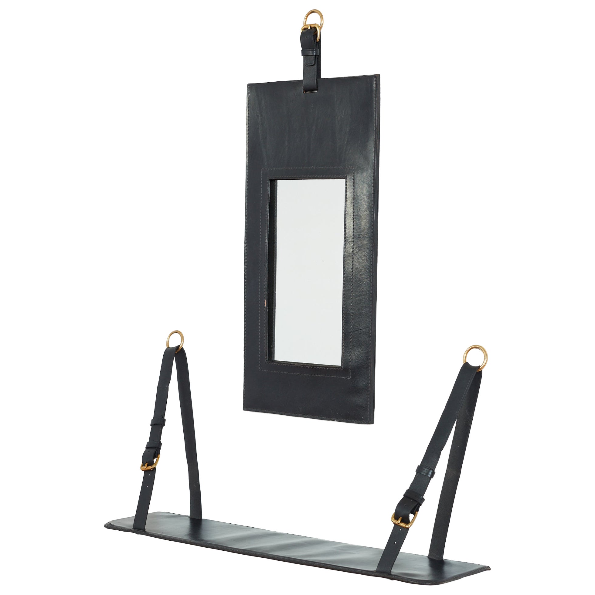 Jacques Adnet Shelf and Mirror