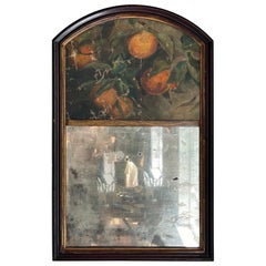 19th C. Trumeau mirror, botanical painting of oranges