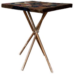 American folk art table with applied quilt cover