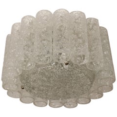 Mid-Century Modern Round Ice Glass Tubes Chandelier by Doria, ca. 1960s