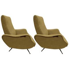 Pair Mid-Century Modern Lounge Chairs / Recliners Style Marco Zanuso, Italy,1950 1