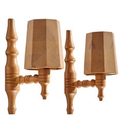 Designer suédois, lampes murales, pin, Suède, années 1970