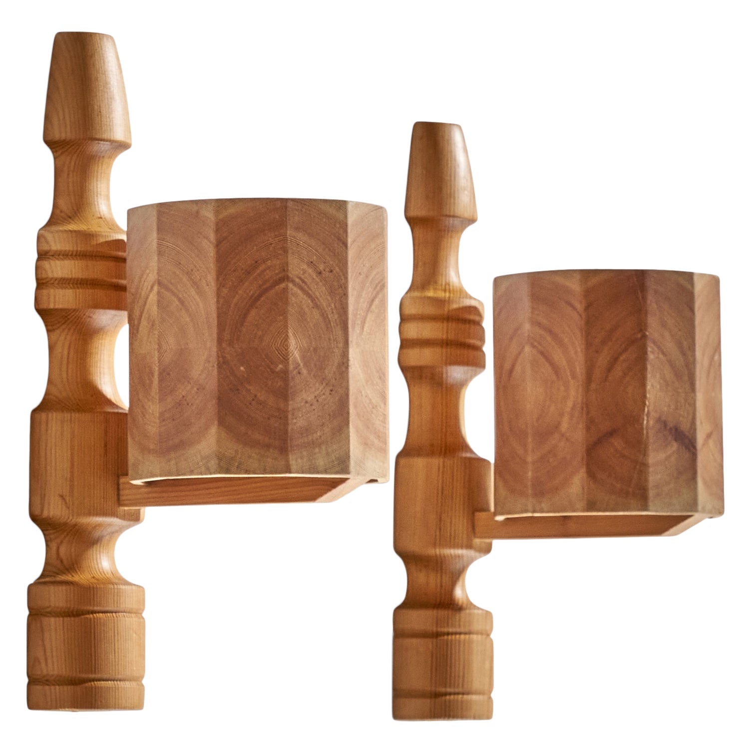 Schwedischer Designer, Wall Lights, Kiefer, Schweden, 1970er